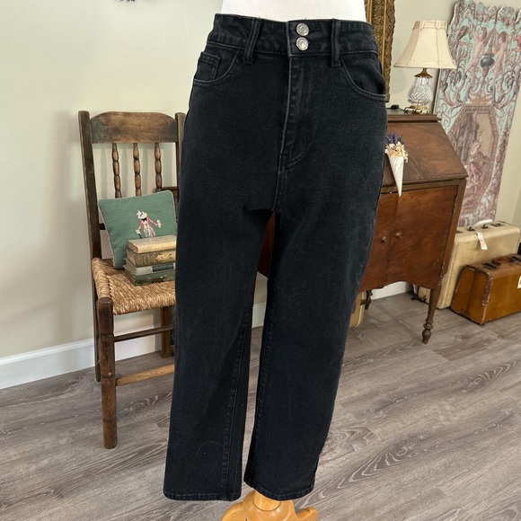 Shein Dazy black denim high waist cropped leg jeans - Picture 3 of 7